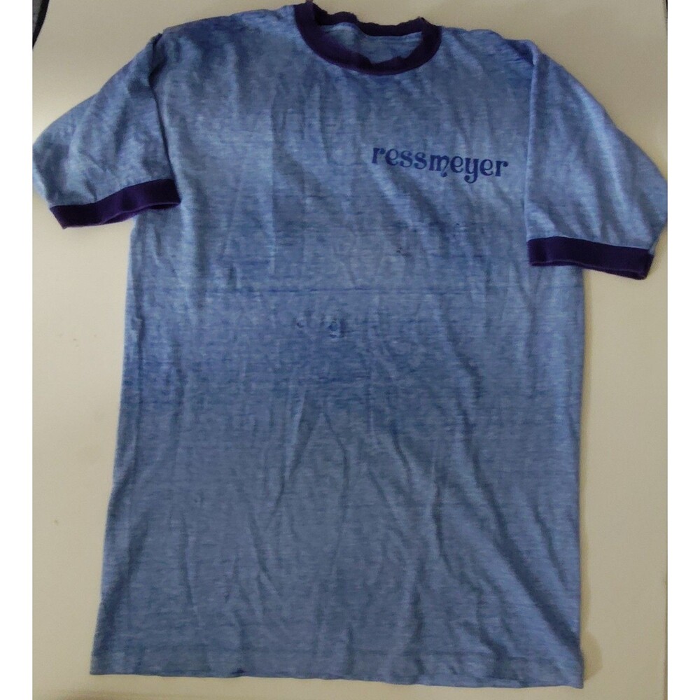Vintage Destroyed Ringer T Shirt Pit 16" Length  24"